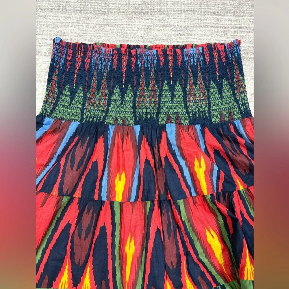La Plage Womens Multicolor Vibrant Maxi Skirt Sz S Tiered Hippie Gypsy Festival